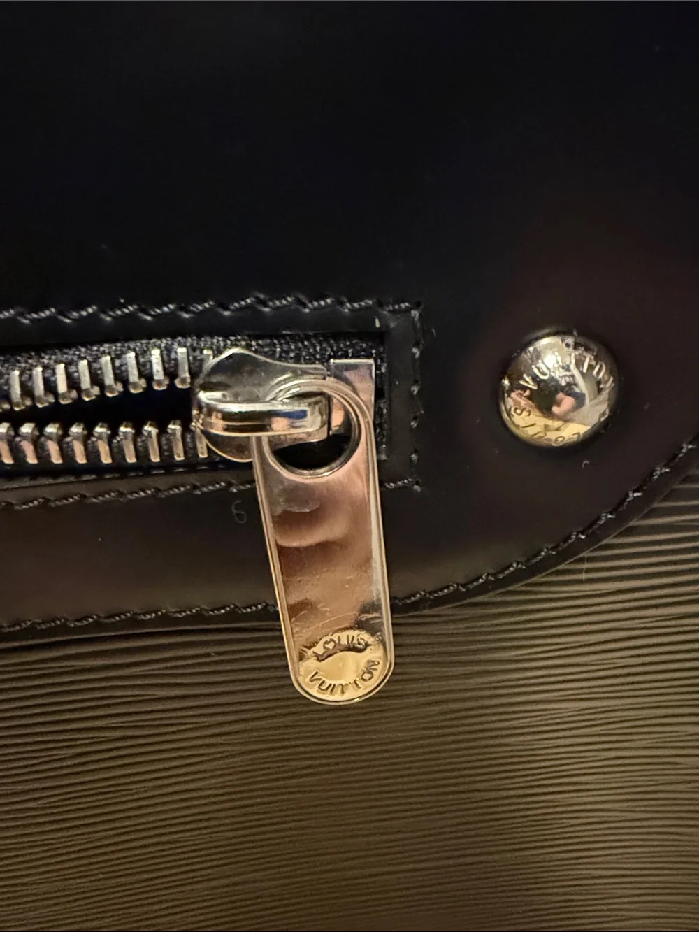 Louis Vuitton Black Epi Leather Shoulder Bag with Silver Hardware